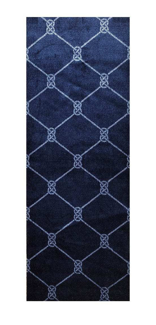 2' X 6' Navy Nautical Knots Washable Runner Rug - Homeroots - Flyclothing LLC