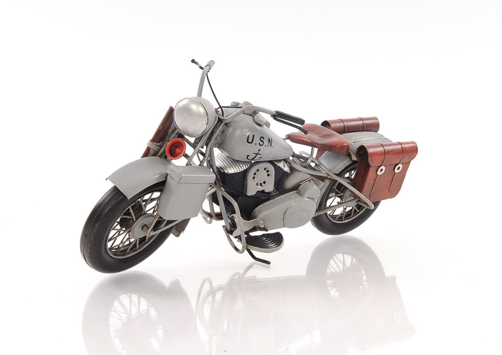 6" Grey Metal Hand Painted Decorative Motorcycle - Homeroots - Flyclothing LLC