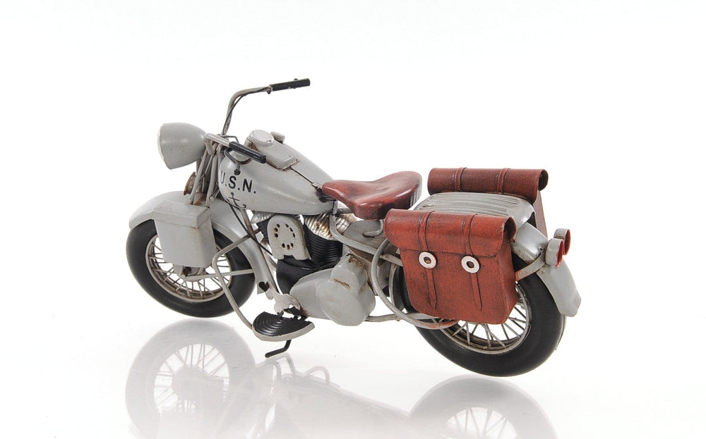 6" Grey Metal Hand Painted Decorative Motorcycle - Homeroots - Flyclothing LLC