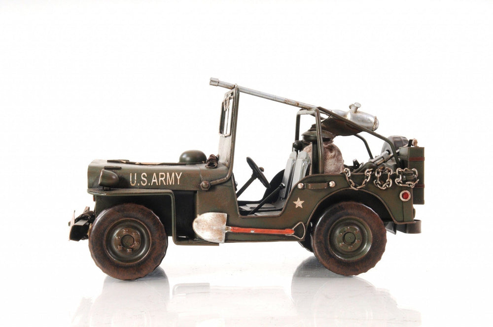 6" Army Green Metal Hand Painted Decorative Truck - Homeroots - Flyclothing LLC