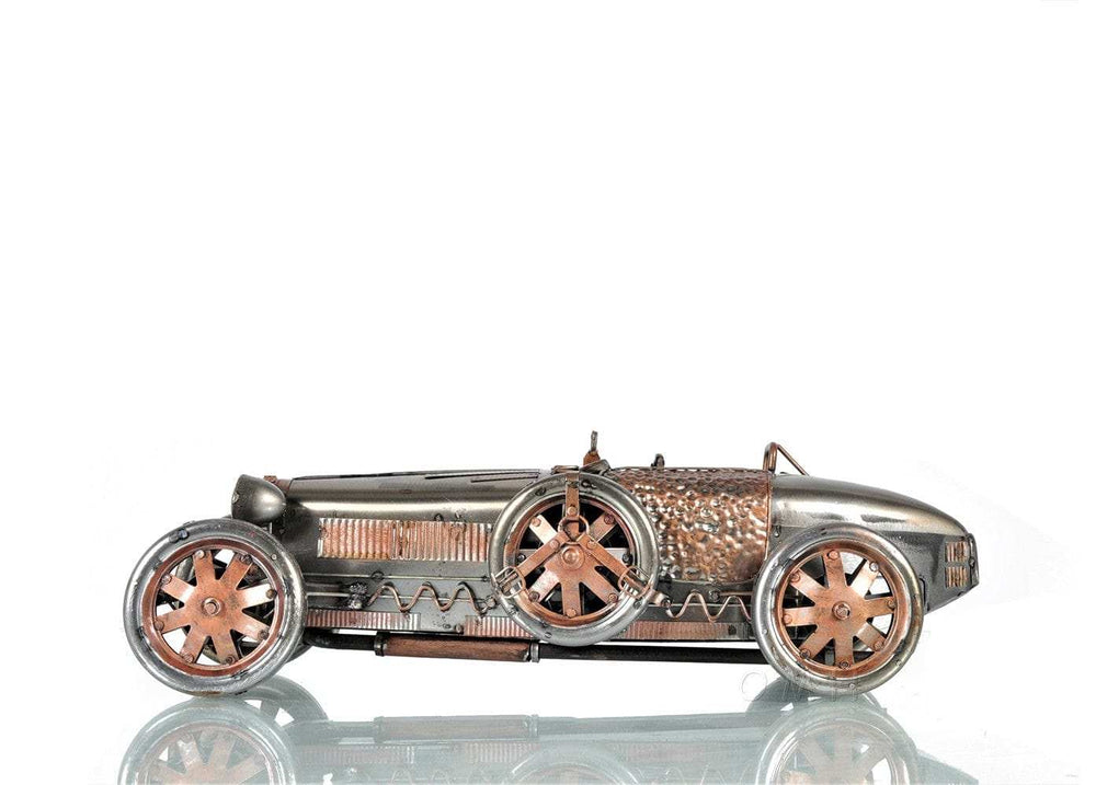 c1924 Bugatti Bronze and Silver Racecar Model Sculpture - Homeroots - Flyclothing LLC