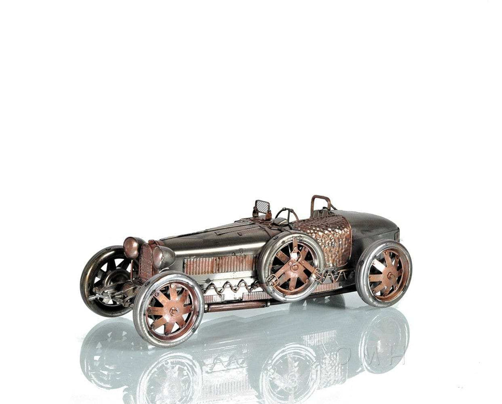 c1924 Bugatti Bronze and Silver Racecar Model Sculpture - Homeroots - Flyclothing LLC