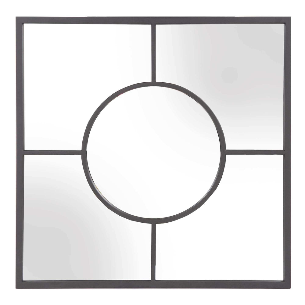 Graphite Geometric Design Square Metal Wall Mirror - Homeroots - Flyclothing LLC