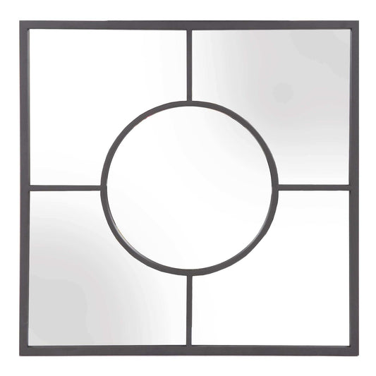 Graphite Geometric Design Square Metal Wall Mirror - Homeroots - Flyclothing LLC