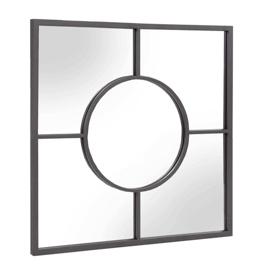 Graphite Geometric Design Square Metal Wall Mirror - Homeroots - Flyclothing LLC