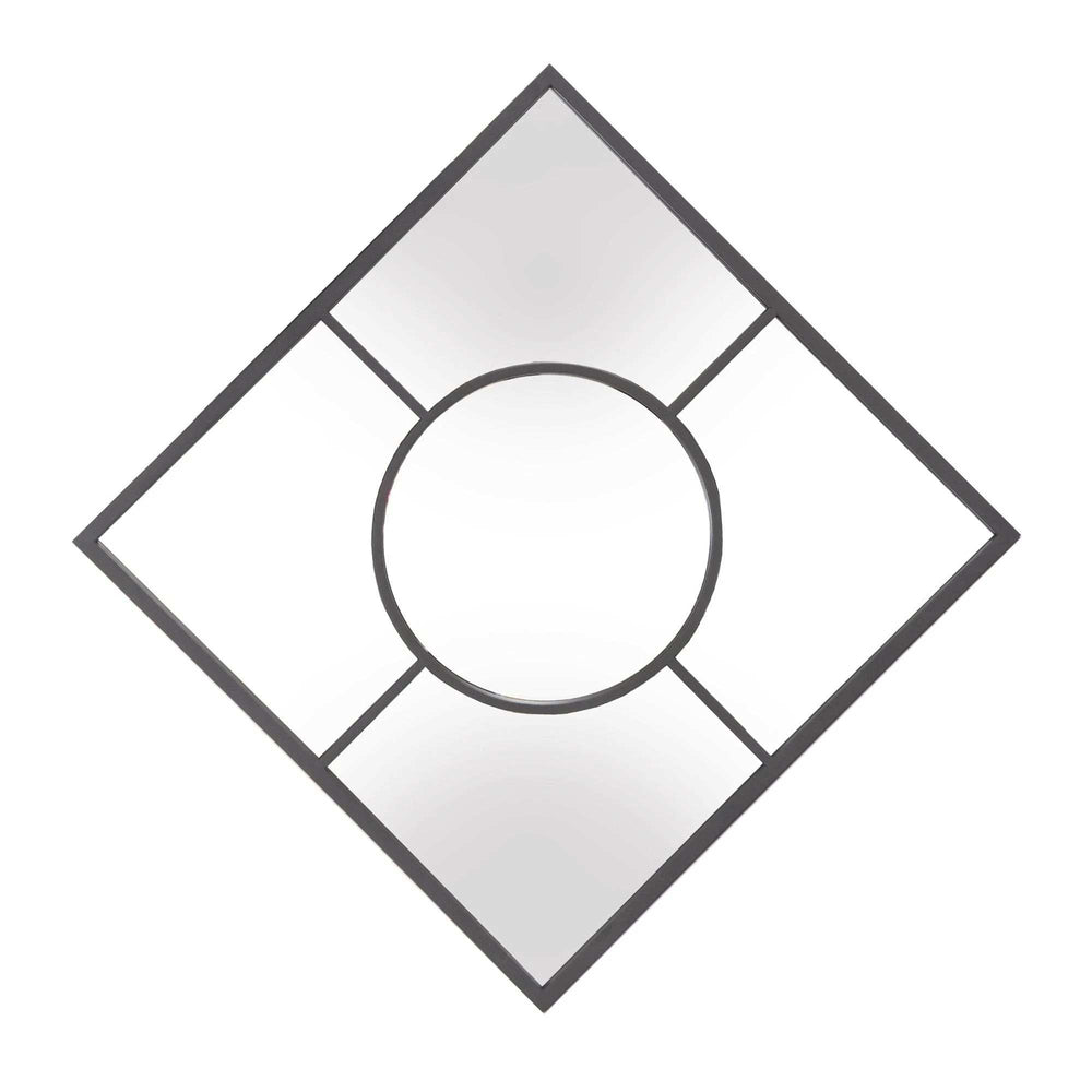 Graphite Geometric Design Square Metal Wall Mirror - Homeroots - Flyclothing LLC