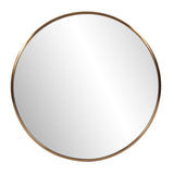 32" Antiqued Brushed Brass Round Wall Mirror - Homeroots - Flyclothing LLC