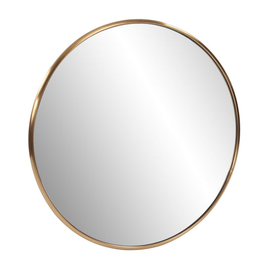 32" Antiqued Brushed Brass Round Wall Mirror - Homeroots