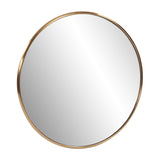 32" Antiqued Brushed Brass Round Wall Mirror - Homeroots - Flyclothing LLC