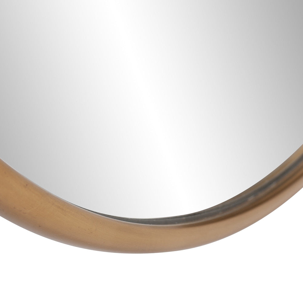 32" Antiqued Brushed Brass Round Wall Mirror - Homeroots - Flyclothing LLC