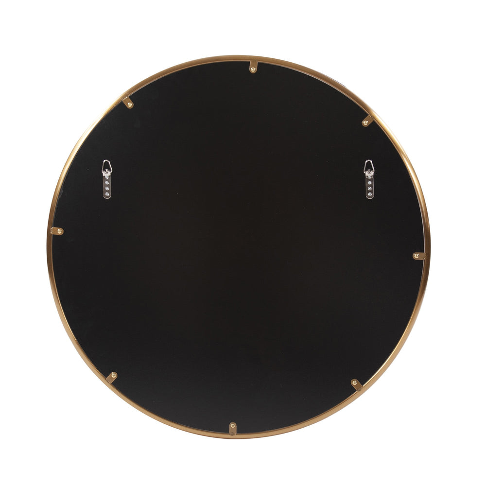 32" Antiqued Brushed Brass Round Wall Mirror - Homeroots - Flyclothing LLC