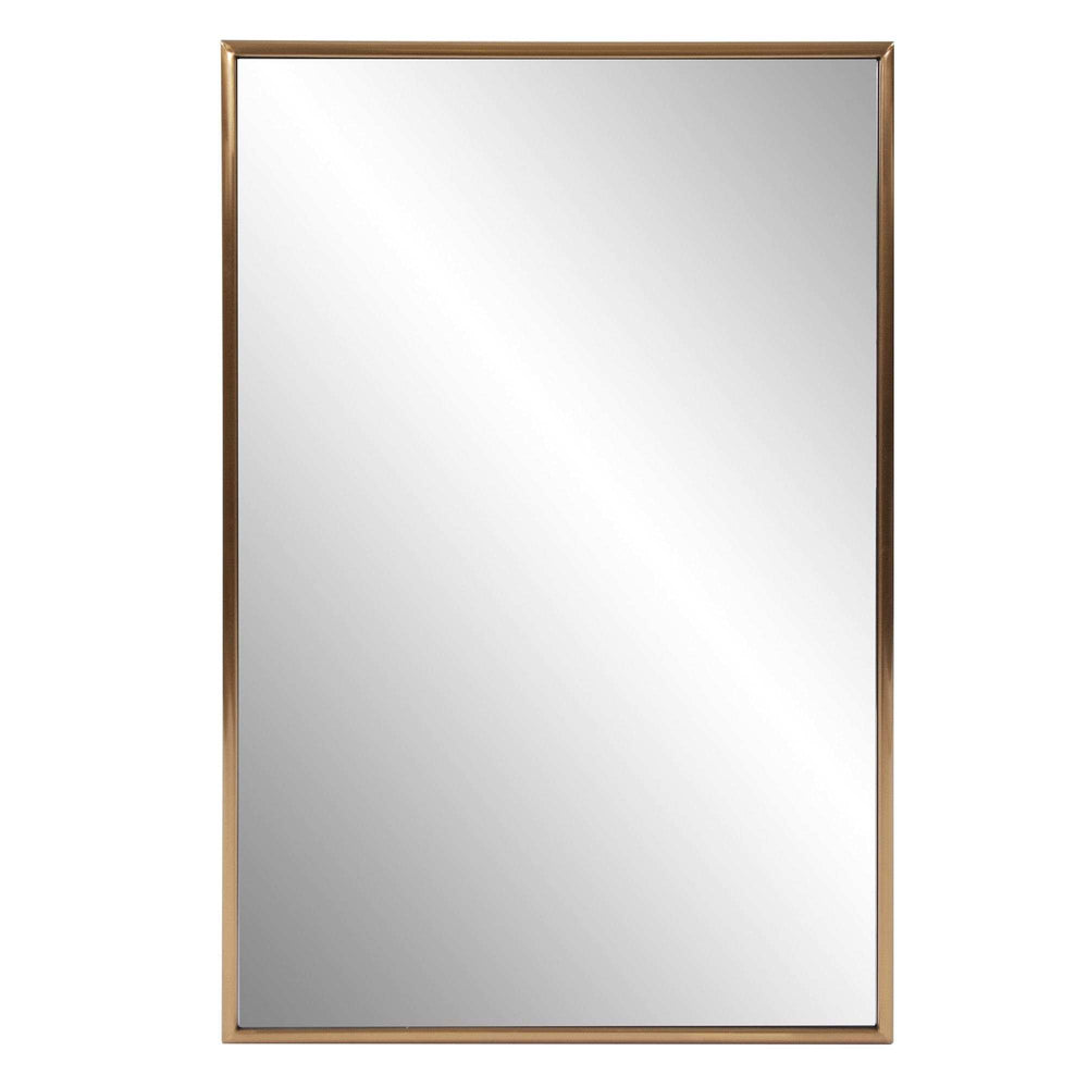 Antiqued Brushed Brass Rectangular Wall Mirror - Homeroots - Flyclothing LLC