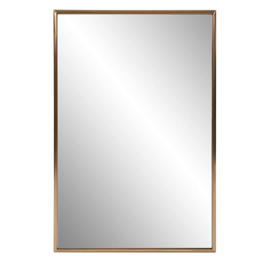 Antiqued Brushed Brass Rectangular Wall Mirror - Homeroots - Flyclothing LLC