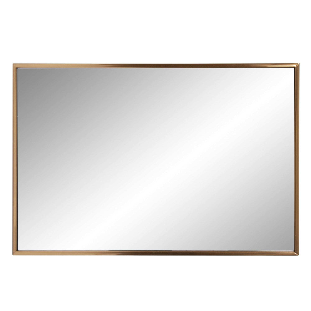 Antiqued Brushed Brass Rectangular Wall Mirror - Homeroots - Flyclothing LLC