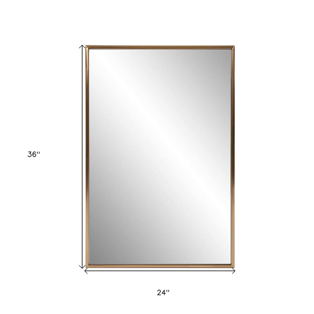 Antiqued Brushed Brass Rectangular Wall Mirror - Homeroots - Flyclothing LLC
