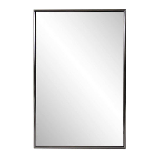 Brushed Titanium Rectangular Wall Mirror - Homeroots - Flyclothing LLC