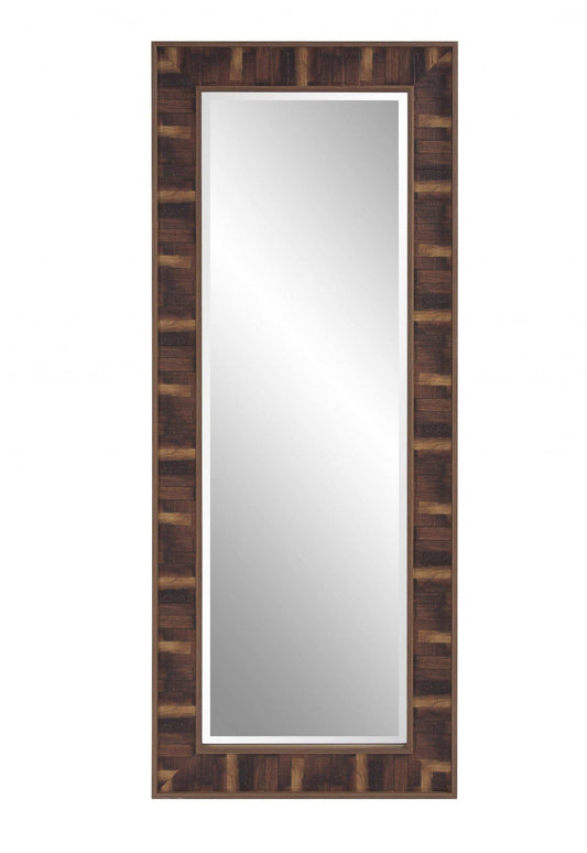 Rich Rustic Brown Faux Wood Full Body Wall Mirror - Homeroots - Flyclothing LLC