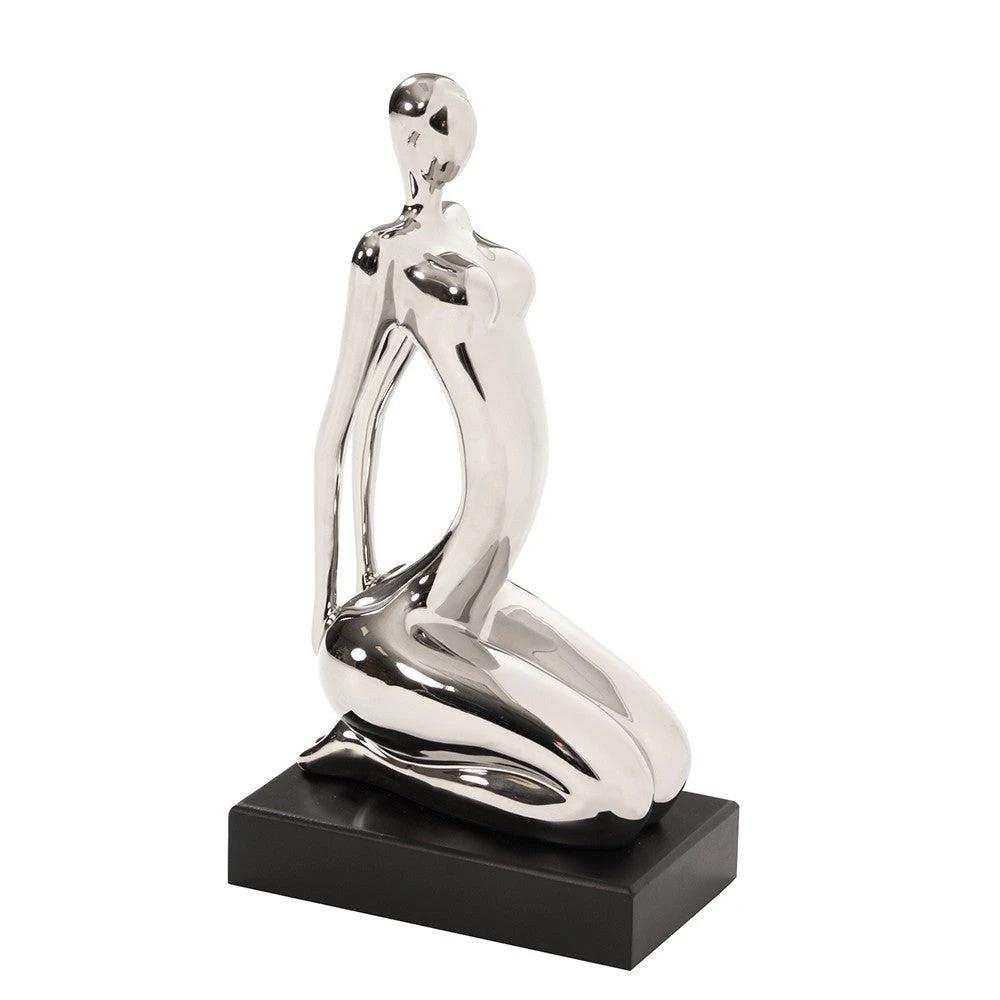 Modern Silver and Black Ustrasana Yoga Sculpture - Homeroots - Flyclothing LLC