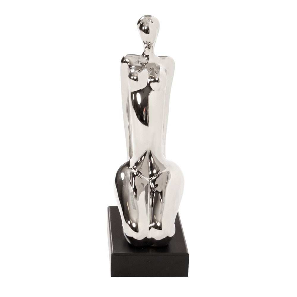 Modern Silver and Black Ustrasana Yoga Sculpture - Homeroots - Flyclothing LLC