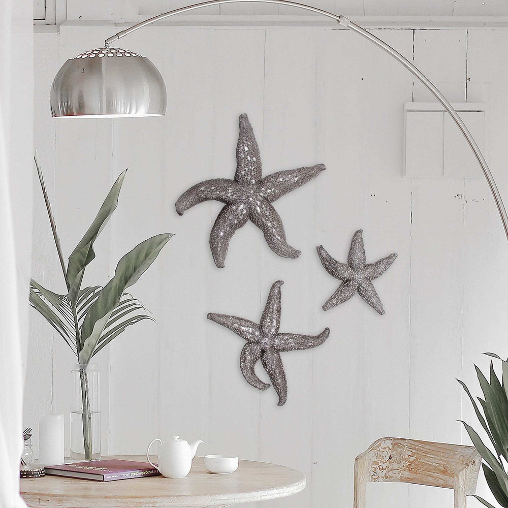 15' Silver Pewter Textured Starfish Wall Art Unframed Textual Art Wall Art - Homeroots - Flyclothing LLC