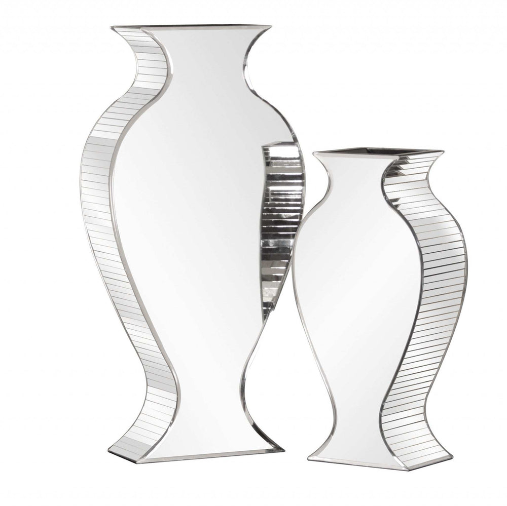 Beveled Mirrored Panel Curvy Tall Vase - Homeroots - Flyclothing LLC