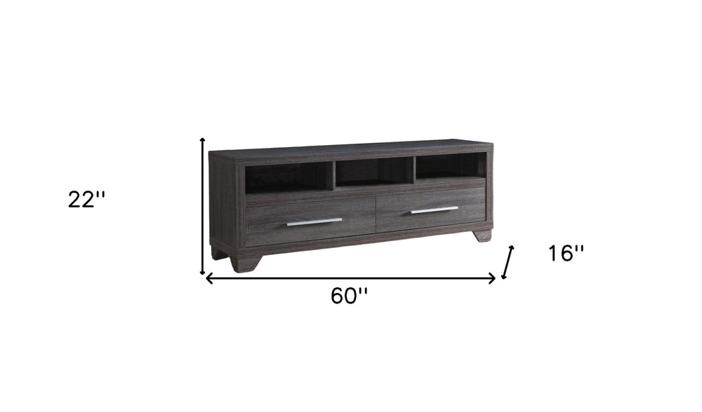 60" Gray Cabinet Enclosed Storage TV Stand - Homeroots