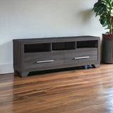 60" Gray Cabinet Enclosed Storage TV Stand - Homeroots