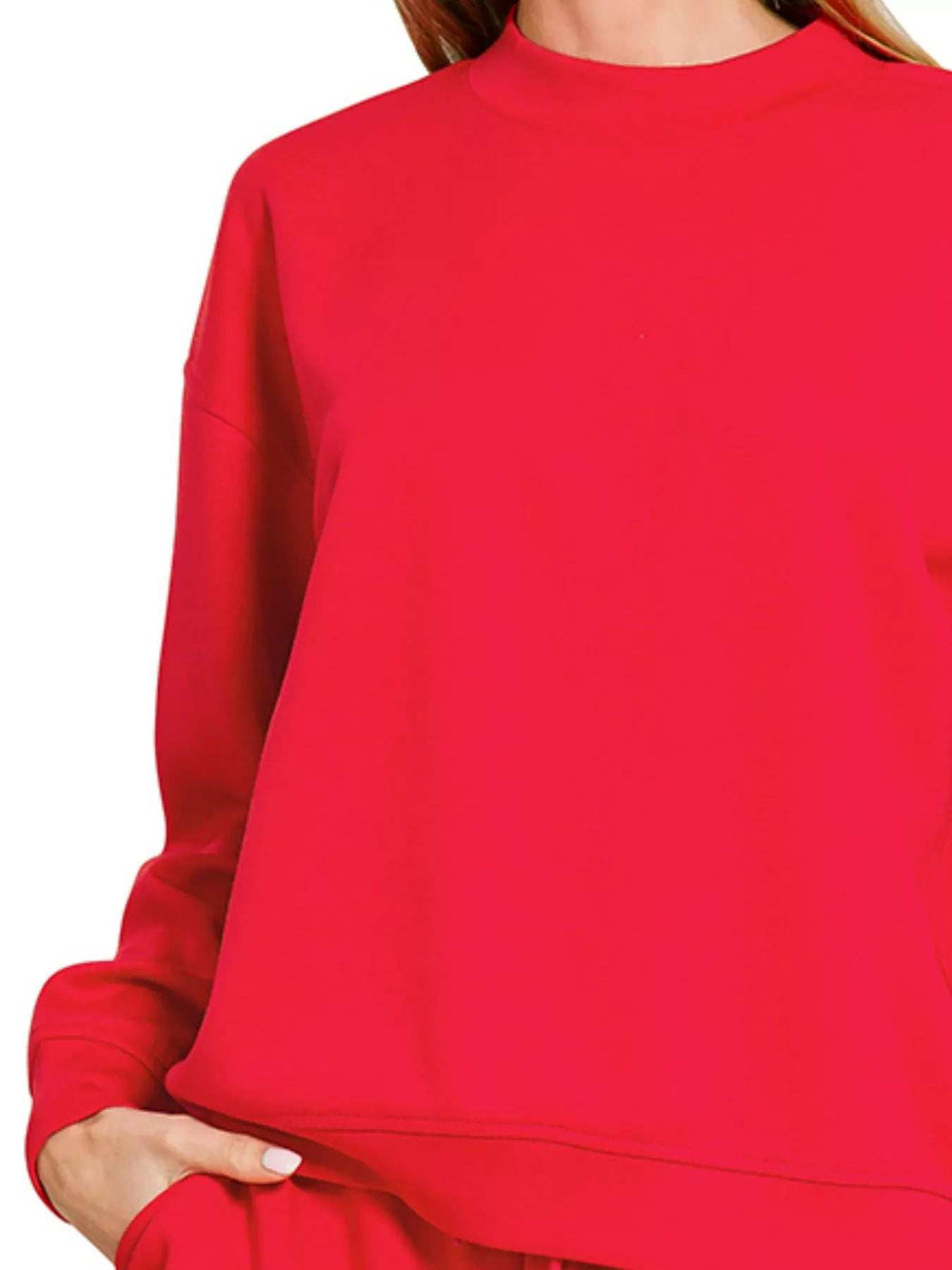 Zenana Scuba Long Sleeve Sweatshirt and Shorts Set - Trendsi - Flyclothing LLC
