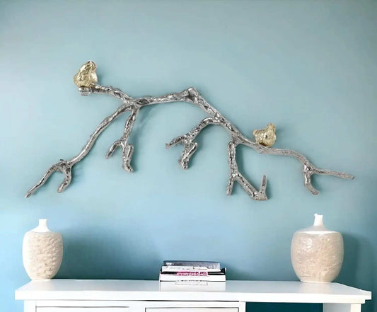 Silver and Gold Bird and Branch Wall Decor - Homeroots - Flyclothing LLC