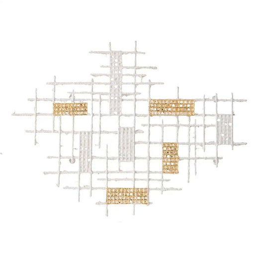 Contemporary White and Gold Geo Grid Wall Art - Homeroots - Flyclothing LLC