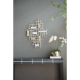 Contemporary White and Gold Geo Grid Wall Art - Homeroots - Flyclothing LLC