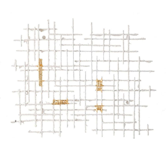 Contemporary Large White and Gold Geo Grid Wall Art - Homeroots - Flyclothing LLC