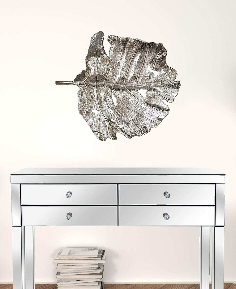 Set of 2 Shiny Silver Leaves Wall Art - Homeroots - Flyclothing LLC