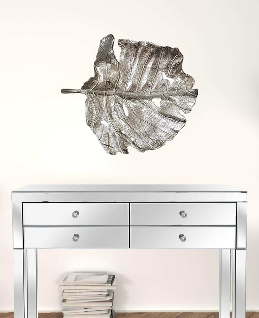 Set of 2 Shiny Silver Leaves Wall Art - Homeroots - Flyclothing LLC