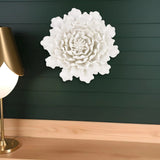 9" Off White Sculptural Flower Ceramic Wall Decor - Homeroots