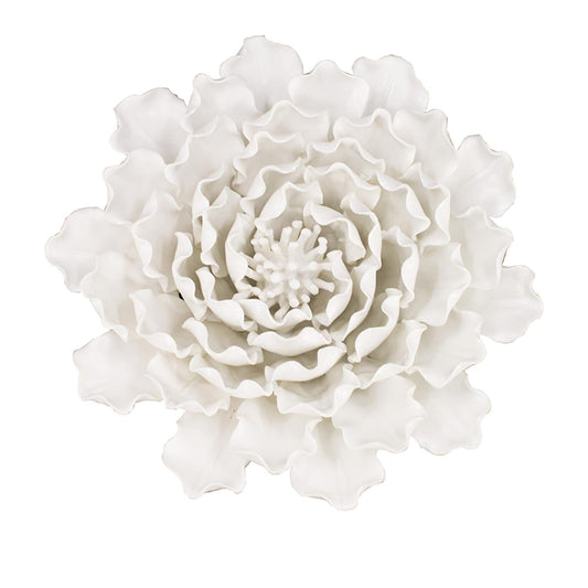 9" Off White Sculptural Flower Ceramic Wall Decor - Homeroots