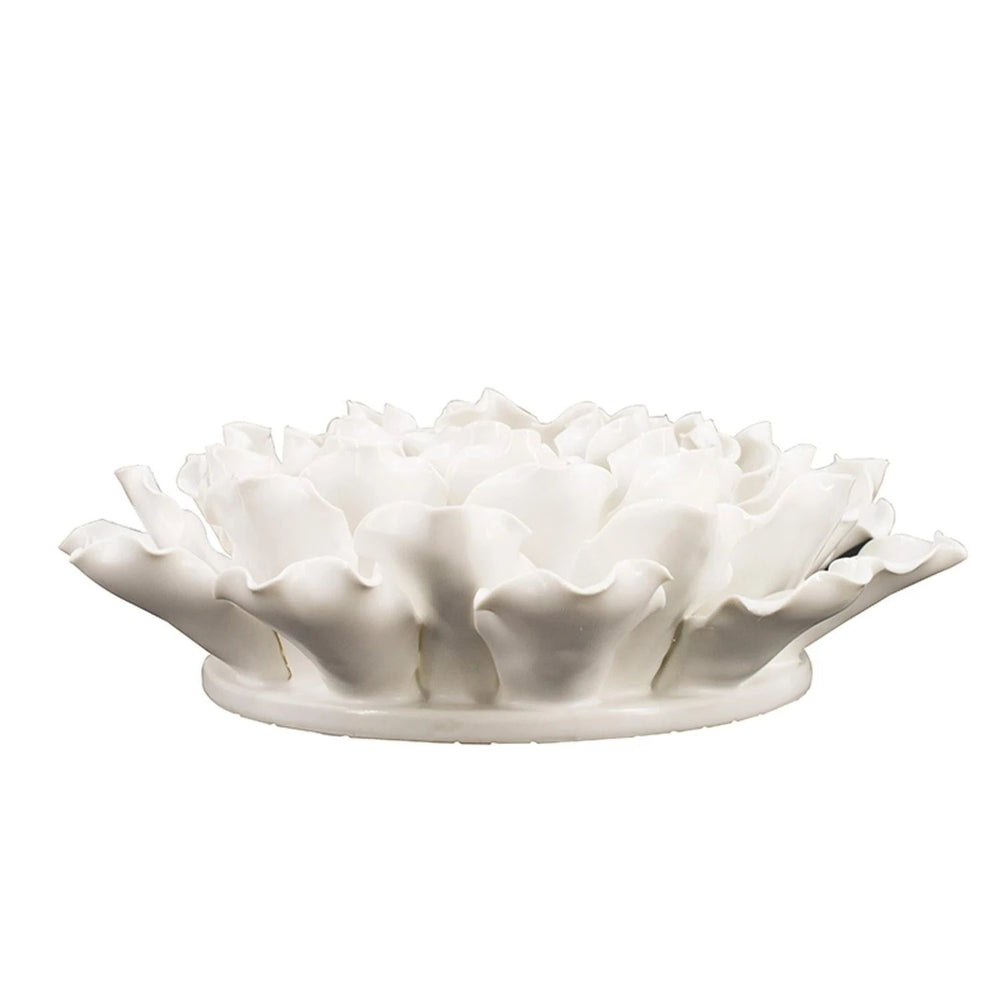 9" Off White Sculptural Flower Ceramic Wall Decor - Homeroots