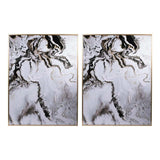 Set of 2 Ultra Modern White Black and Gold Marblized Wall Art - Homeroots - Flyclothing LLC