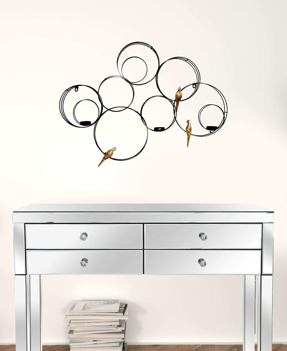 Black and Gold Birds Geometric Wall Decor - Homeroots - Flyclothing LLC