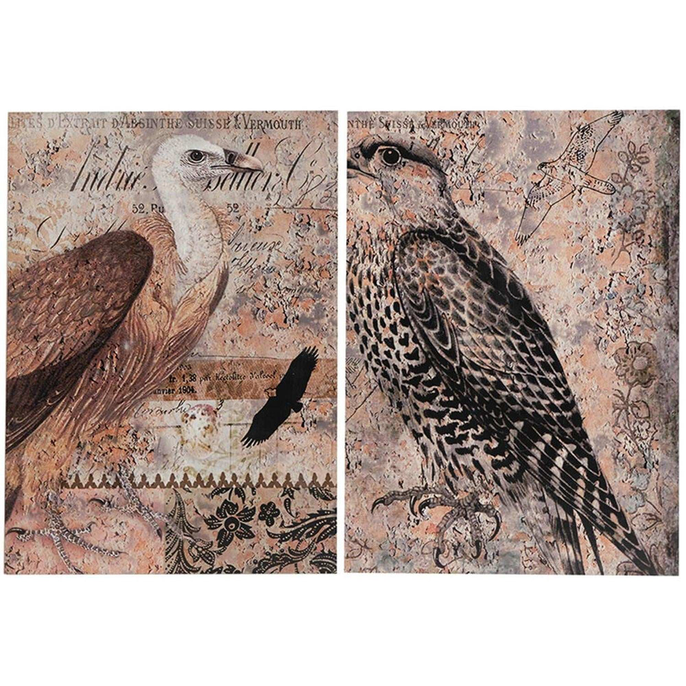 Set of 2 Antique Post Card Birds Wall Art - Homeroots - Flyclothing LLC