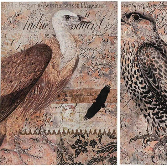 Set of 2 Antique Post Card Birds Wall Art - Homeroots - Flyclothing LLC