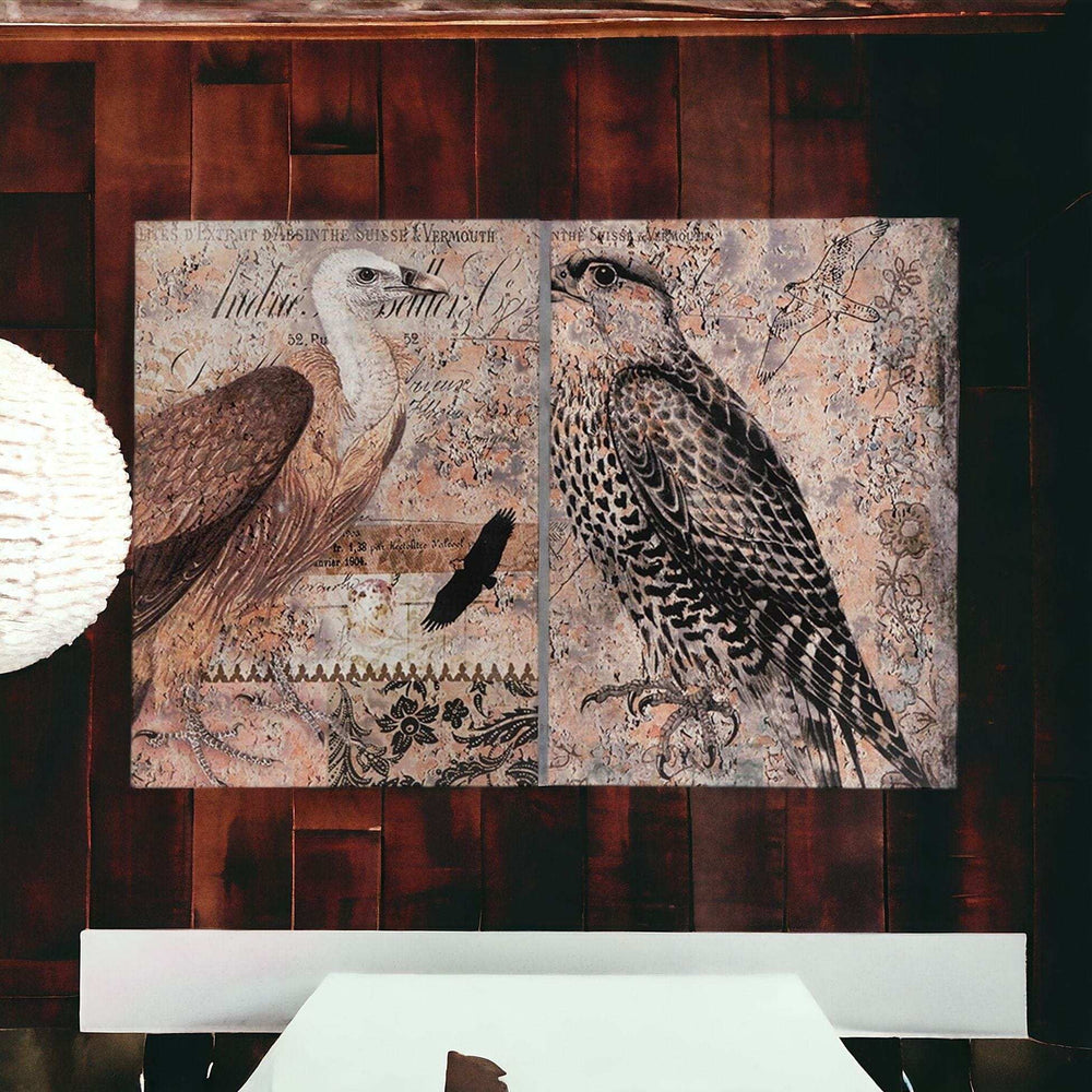Set of 2 Antique Post Card Birds Wall Art - Homeroots - Flyclothing LLC
