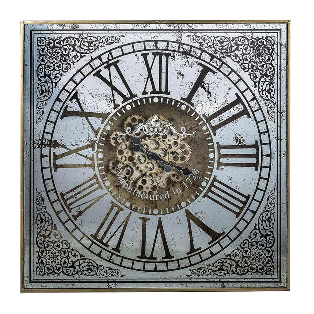 Silver And Gold Antique Style Square Wall Clock - Homeroots - Flyclothing LLC