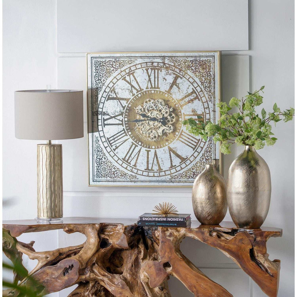 Silver And Gold Antique Style Square Wall Clock - Homeroots - Flyclothing LLC