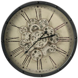 18" Black and Ivory Vintage Gear Industrial Wall Clock - Homeroots - Flyclothing LLC