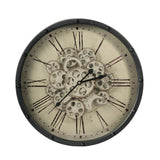 18" Black and Ivory Vintage Gear Industrial Wall Clock - Homeroots - Flyclothing LLC
