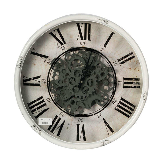 Rustic White Industrial Gear Vintage Wall Clock - Homeroots - Flyclothing LLC