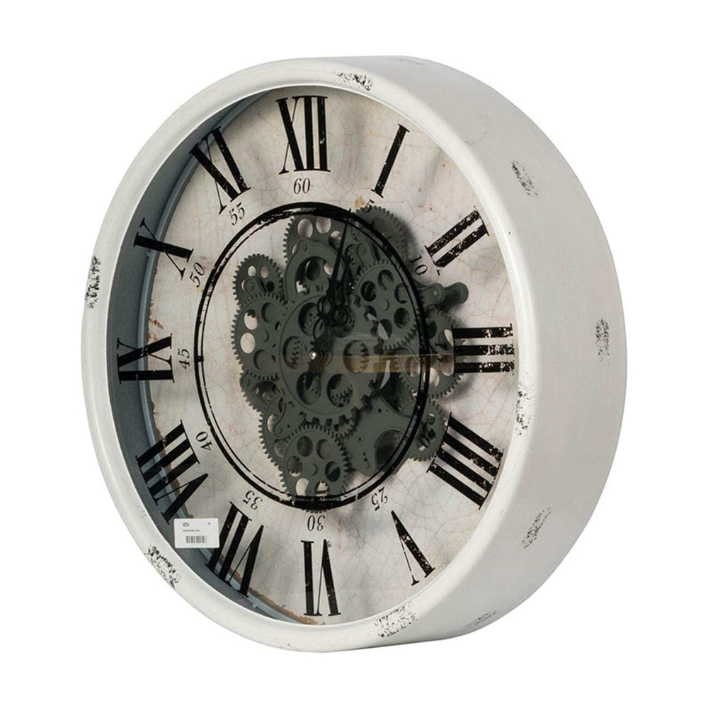 Rustic White Industrial Gear Vintage Wall Clock - Homeroots - Flyclothing LLC