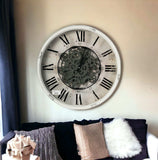 Rustic White Industrial Gear Vintage Wall Clock - Homeroots - Flyclothing LLC