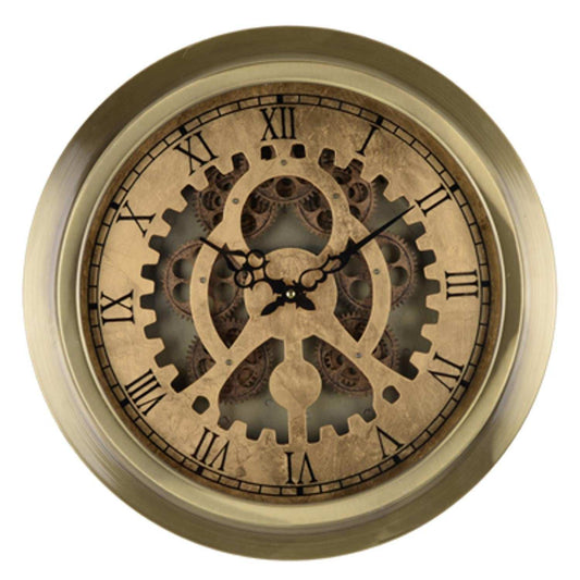 Gold Industrial Style Round Wall Clock - Homeroots - Flyclothing LLC